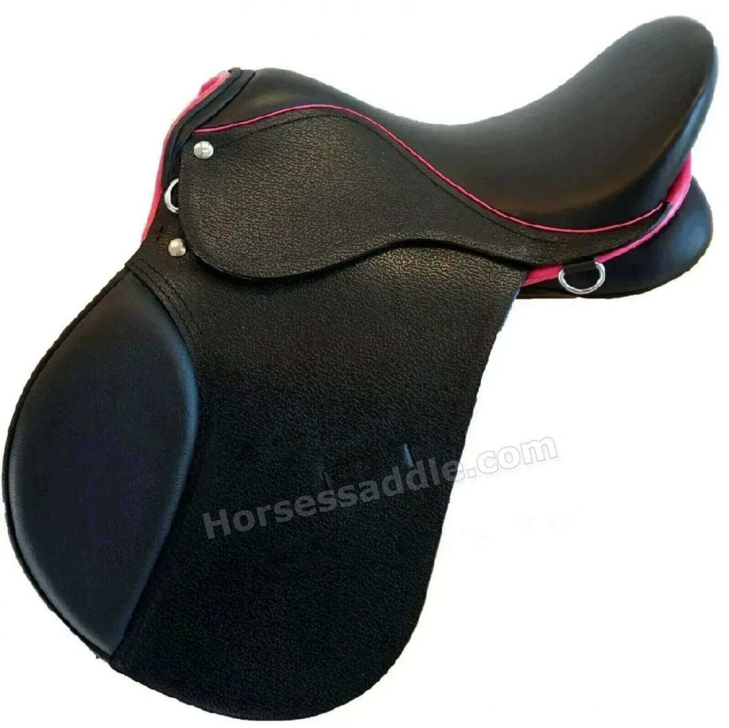 Equitem Leather Youth All Purpose AP English Saddle Only with Pink Trim - Image 3